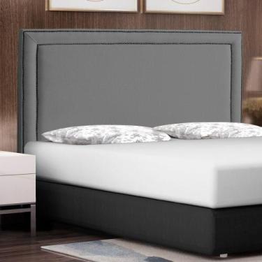 Imagem de Cabeceira Cama Box Casal King Size Maísa 195cm Com Frame Linho Cinza -