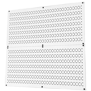 Imagem de Wall Control Pegboard Rack para armazenamento e organização de ferramentas para casa e garagem, pacote de placa de metal branco - dois painéis de placa de pino de aço branco de 81 x 40 cm