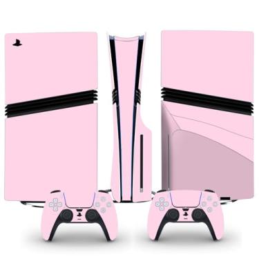 Imagem de Adesivo de película compatível com console de disco PS5 Pro, capa protetora de vinil para controle sem fio (rosa)