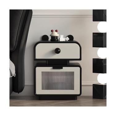 Imagem de Mesa De Cabeceira Estreita Com 2 Gavetas, 19" De Altura, De Madeira Maciça Para Sofá, Dormitório E Espaços Pequenos(Black,11x15x19")