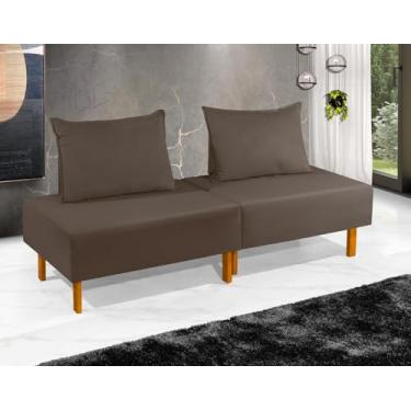 Imagem de Cama Dobrável Portátil com Encosto, para Camping e Visitas, Estrutura em Madeira, Marrom