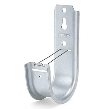 Imagem de Hazztoll Pacote com 100 ganchos J de aço galvanizado de 5 cm com clipes de retenção - Sistema de gerenciamento de cabos resistente para data centers, conduítes, cabos, fios coaxiais e de fibra óptica