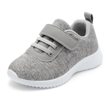 Imagem de Bless Children Tênis infantil – Sapatos descalços largos para meninos e meninas, malha respirável, leve, antiderrapante para caminhada e corrida, Cinza 1208, 18