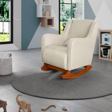 Imagem de Poltrona De Amamentação C / Balanço Cadeira Descanso Aquila Linho