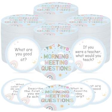 Imagem de 50 peças de cartões de perguntas Boho Morning Meeting Chips, 1ª 2ª 3ª 4ª e 5ª série que o professor deve ter, cartões de conversa para pré-escola, jardim de infância, autismo, sala de aula, atividades