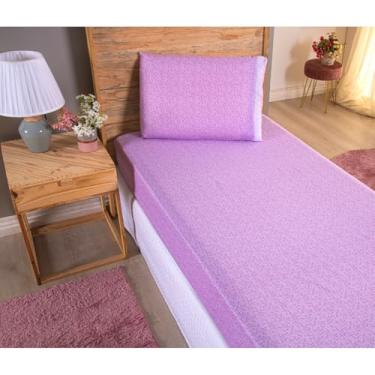 Imagem de Kit Jogo De Lençol Solteiro Com Elástico 2 Peças(Poá Lilás)