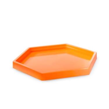 Imagem de Bandeja Sextavada Decorativa 22cm Acrílico Festas Decoração 1 Unidade (LARANJA NEON)