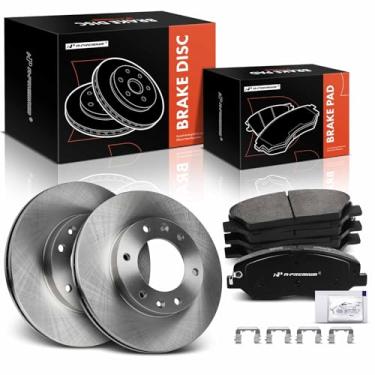 Imagem de A-Premium Kit De Rotores Freio A Disco Ventilados Dianteiros 11,74 Pol. (298,20 Mm) + Pastilhas Cerâmica Compatíveis Com Modelos Selecionados Da Kia E Hyundai - Sedona 2006-2012/2014, Entourage 2007