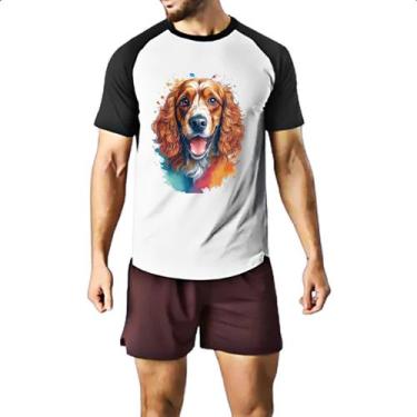 Imagem de Camiseta Raglan Cocker spaniel ingles Watercolor Arte - Alearts, G