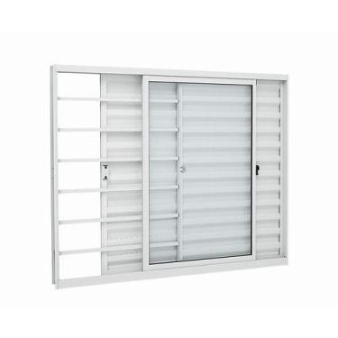 Imagem de Janela Veneziana em Alumínio Grade Horizontal 100x120 cm 3 Folhas Dire