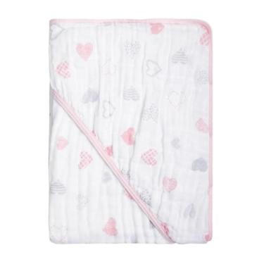 Imagem de Toalha com Capuz para Bebê – 100% Algodão Forrada com Fralda Soft – Alta Absorção – Estampas Variadas – 80x80 cm – Loja Era Uma Vez (Romance, Padrão)