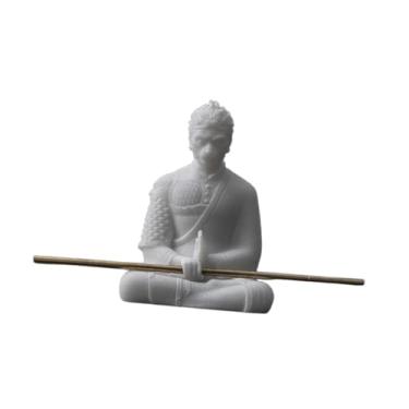 Imagem de IEUDNS Estátua do Rei Macaco, estatueta decorativa colecionável, artesanato exclusivo, ornamento, escultura de Wukong para decoração de jardim de mesa, Branco