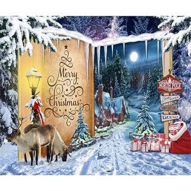 Imagem de Leowefowa Livro de Conto de Fadas de Natal de 3 x 2,4 m Pano de Fundo Inverno Natal Neve História Livro Floresta País das Maravilhas Fotografia Fundo Decorações de Festa de Feriado Banner Adereços de Estúdio Fotográfico