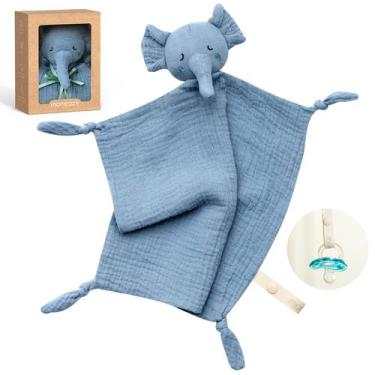 Imagem de Cobertor de segurança Momcozy Elephant Loveys para bebês azul