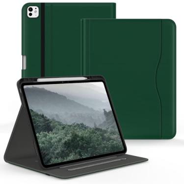 Imagem de Jarviwiin Capa para iPad Pro 13 polegadas M4 (7ª geração 2024), capa de couro PU multiângulo para iPad Pro 13 polegadas (7 gerações) com suporte para lápis/alça de mão, despertar/hibernar