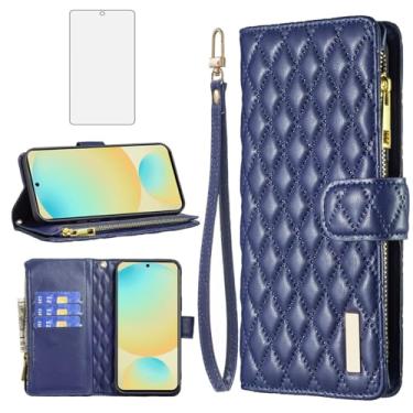 Imagem de Asuwish Capa de telefone para Samsung Galaxy S24 FE 5G capa carteira com protetor de tela de vidro temperado e suporte de cartão de crédito flip de couro acessórios para celular TPU S 24 EF AI S24FE