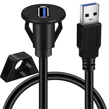 Imagem de BATIGE Cabo de extensão pequeno USB 3.0 macho para fêmea para carro AUX montagem embutida painel para carro caminhão barco painel de motocicleta (pacote com 2 USB 3.0 0,90 m)