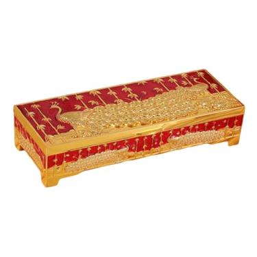 Imagem de YIJU Caixa de Joias para Mulheres, Organizador Multifuncional de Liga de Zinco, Estojo de Armazenamento para Colar, Grampos de Cabelo, Abotoaduras, Joias C, Vermelho