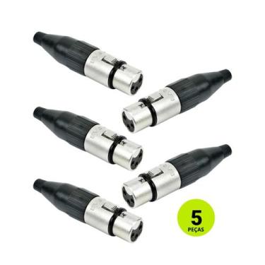 Imagem de Kit 5 Conectores Cannon Femea 3 Polos Santo Angelo Xlr Sa2x