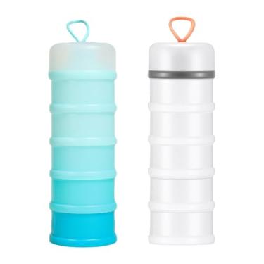 Imagem de SiaBiced 2 recipientes para proteína em pó, dispensador de fórmula, dispensadores de pó empilháveis ​​para escritório, Branco E Azul