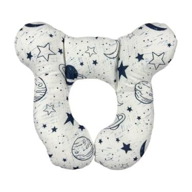 Imagem de DEEZOMO Travesseiros de pescoço de bebê – Almofada de viagem infantil atualizada para cabeça e pescoço de criança, travesseiro de pescoço infantil para carro avião carrinho de bebê – céu estrelado