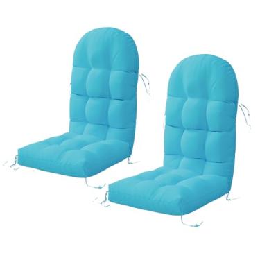 Imagem de Sannwsg Adirondack Conjunto de 2 almofadas para cadeira de balanço, almofadas de pátio com encosto alto, almofadas espessas resistentes ao clima com 6 laços, antiderrapante, desbotamento e à prova