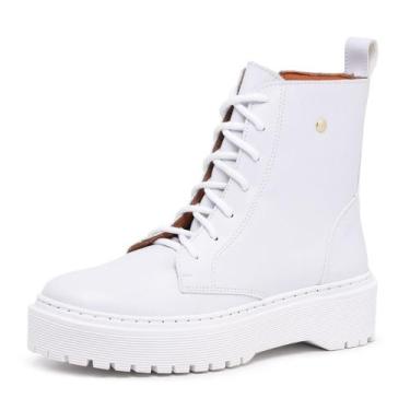 Imagem de Bota Coturno Tratorada Feminina Blogueira Cadarço e Ziper Cano Medio S