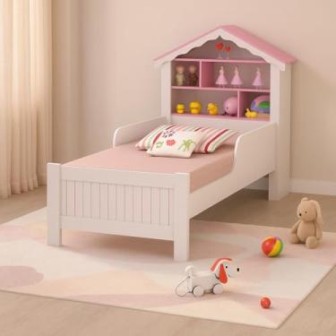 Imagem de Cama Princesa Solteiro para Menina Branco/Rosa Acompanha Colchão