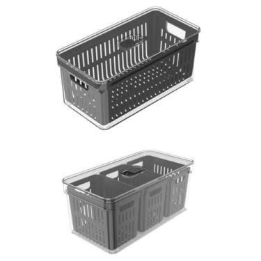 Imagem de Kit 2Pc Organizador De Geladeira Com Cesto Clear Fresh Ou