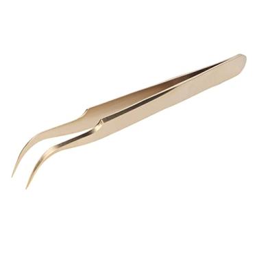 Imagem de Domary Tweezer de Aço Inoxidável Tweezer Extensão de Cílios Profissionais Aplicação de Unhas Golden (Pinças curvas)
