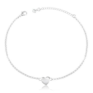 Imagem de Tornozeleira Elos Português com Pingente de Coração Liso (23cm)