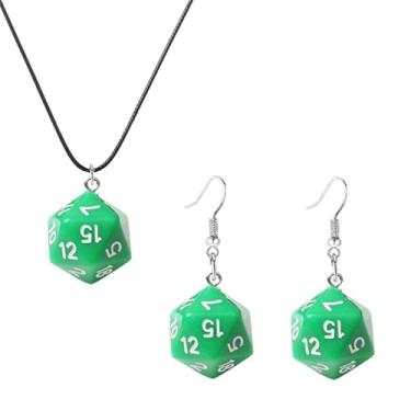 Imagem de Dreuyet Conjunto de brincos e colares de dados para mulheres e homens personalizados punk resina 3D brincos pendentes de dados estranhos hiphop discoteca dança brinco geométrico boate festa joias