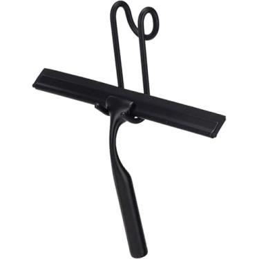 Imagem de Limpador De Tela De Chuveiro De Aço Inoxidável Limpador De Janela Ferramenta De Limpeza De Vidro Escova De Vidro Raspador De Piso De Azulejo De Banheiro, Long Handle Drop Shape Scraper Black, one-size