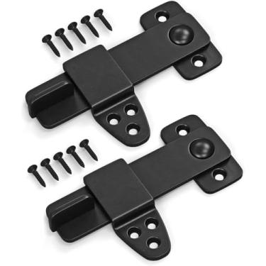 Imagem de Perilla Home Pacote com 2 travas clássicas de aço inoxidável em ferro fundido forjado preto flip-hook multifuncional versatilidade armário galpão cabine armário dobradiça kit de ferragens para uso