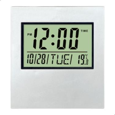 Imagem de Relógio De Mesa E Parede Digital Quadrado Data Temperatura Alarme Sone