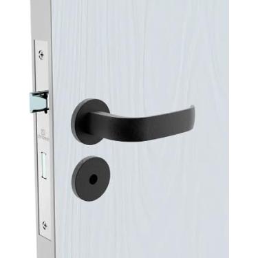 Imagem de Fechadura Porta Soprano Banheiro Icaro Roseta Redonda Preta