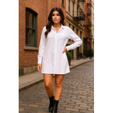Imagem de Saída De Praia Chemise Vestido Moda Praia Elegante Casual Manga Longa 