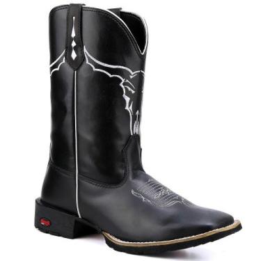 Imagem de Botas Nelore Texana Couro Bico Quadrado - Charelli Calçados, Preto, 38