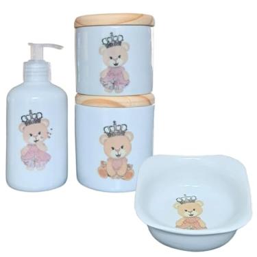 Imagem de Antilope Decor Porcelanas, Kit higiene bebê Princesa Ursinha 4 peças