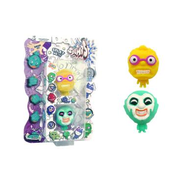 Imagem de 2 Bonecos Homem Amarelo e Palhaço Verde - Splats Head Mini