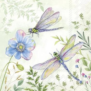 Imagem de Guardanapo para Decoupage Ihr 33x33 Libélula e Flor C/ 2 Unidades - GU