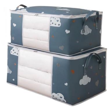 Imagem de Caixa Organizadora Flexível Closet Roupa Cobertor Casacos Armário(2,Azul Marinho)