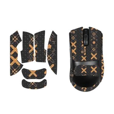 Imagem de NOUKAJU Fita adesiva para mouse com cobertura total para Razer DeathAdder V4 Pro, fita antiderrapante para mouse, kit de atualização de mouse profissional pré-cortado resistente ao suor (preto e