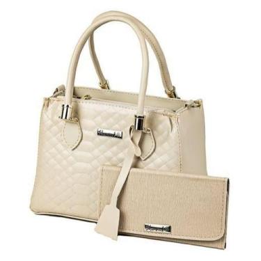 Imagem de Kit Bolsa Feminina Transversal com Alça de Mão Texturizado  + Carteira