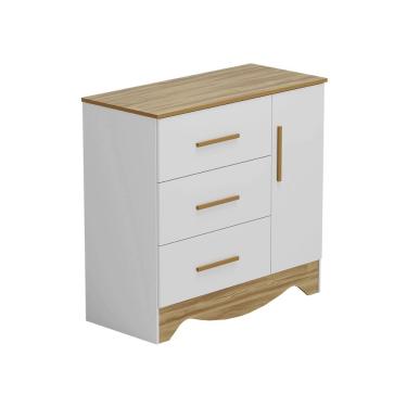 Imagem de Cômoda Infantil Popy Retrô 1 Porta Lisa Plus Branco Amêndoa