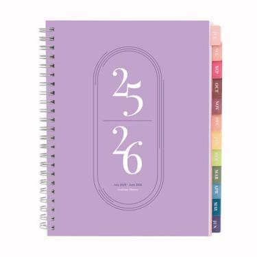 Imagem de Planejador semanal acadêmico de 18 meses da Rileys 2023-2024 – Planejador de agenda semanal e mensal, capa flexível, páginas de anotações, encadernação de fio duplo (20 x 15 cm, lilás)