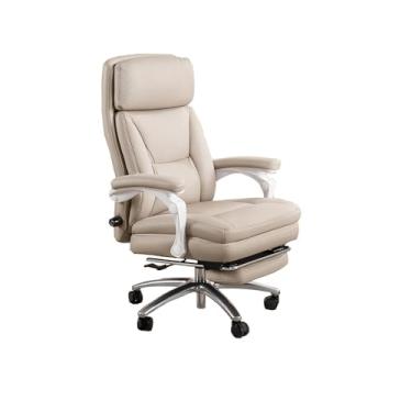 Imagem de Cadeira de escritório de couro genuíno com design ergonômico e função reclinável para cadeira de escritório e casa