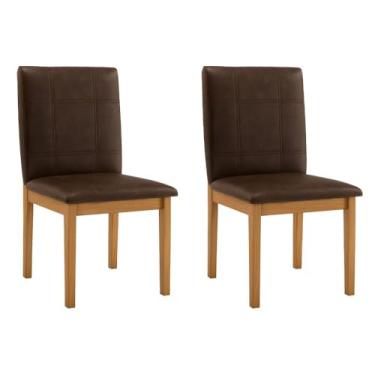 Imagem de JCM Movelaria, Conjunto 2 Cadeiras Ágata Verona Chocolate Pés em Madeira JCM