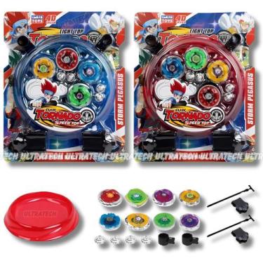 Imagem de Kit 4 Beyblade Metal Led + Lançador + Arena - LiANFA TOYS, Vermelho