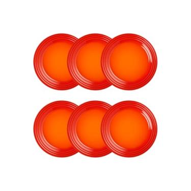 Imagem de Jogo de 12 Pratos Rasos de Cerâmica 22 cm Laranja